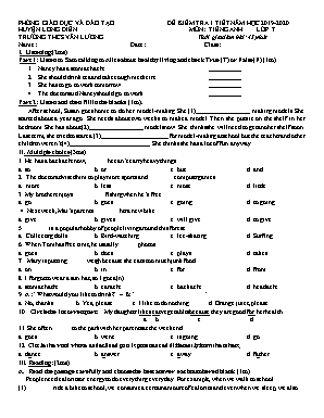 Đề kiểm tra 1 tiết môn Tiếng Anh Lớp 7 (Sách mới) - Năm học 2019-2020